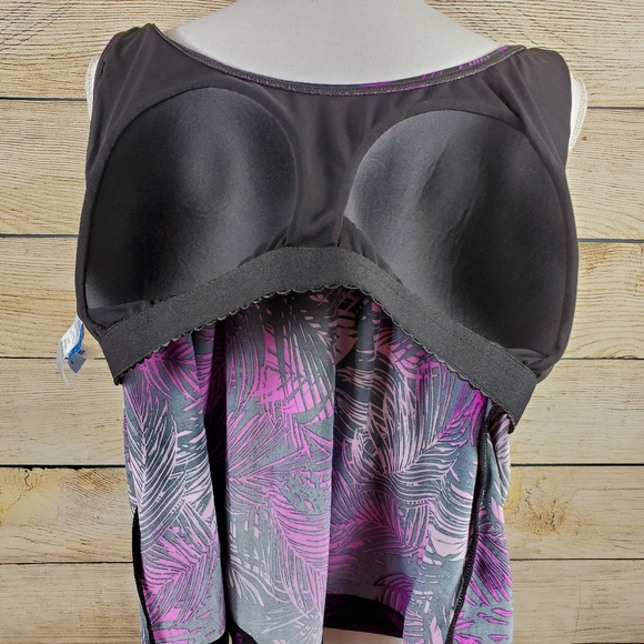 Aquabelle Swim Tank Tankini Top Purple Black Print - Picture 7 of 7